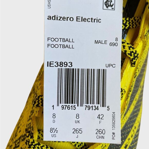 NEW Adidas Adizero Electric II Exotic Speed Football Cleats Men's Sz 8.5 Yellow - Picture 14 of 15